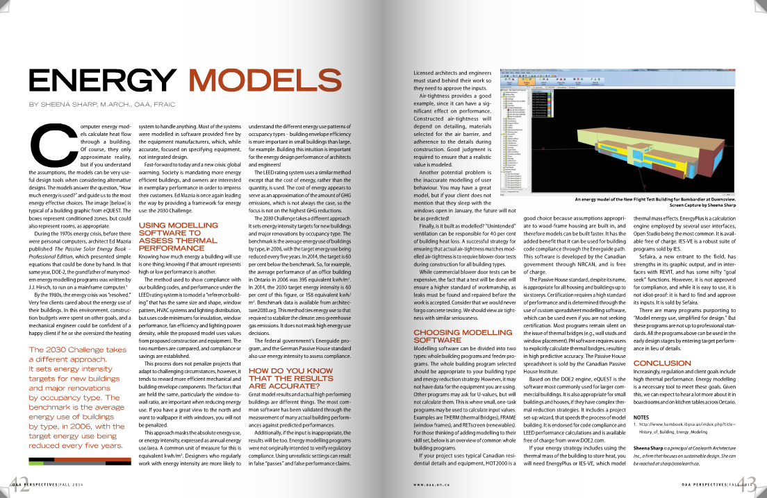 OAA Perspectives – Sheena on Energy Models