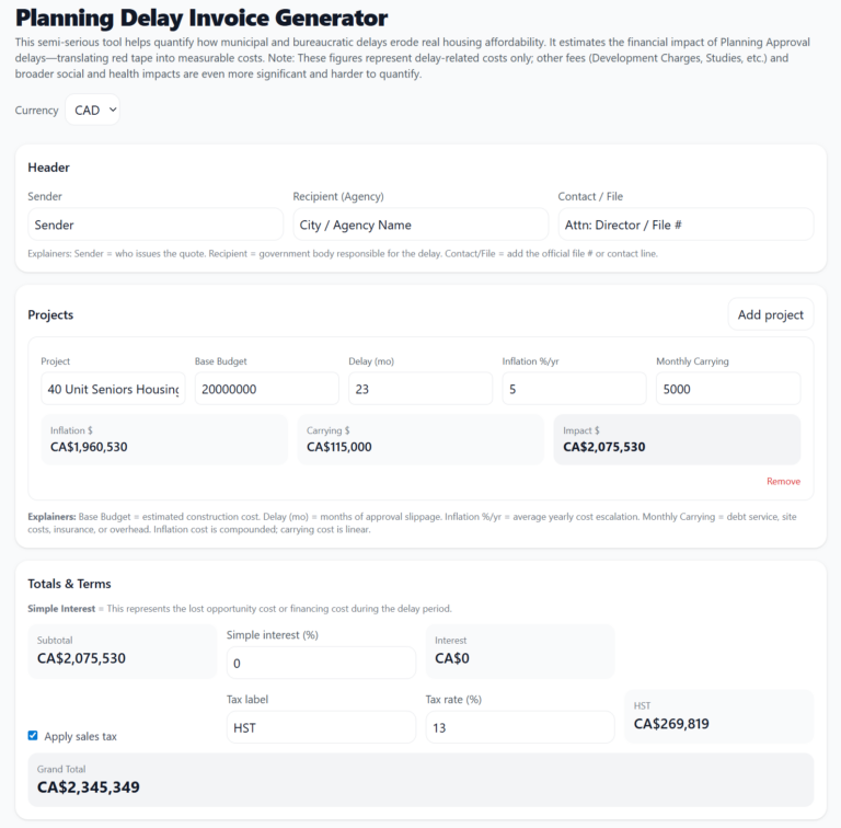 Planning Delay Invoice Generator